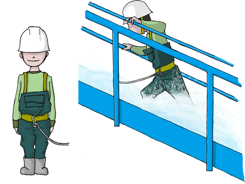 実物大階段模型を体験する人のいらすと