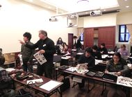 A picture of participants practicing eagerly