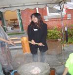 Pounding rice to make rice cake